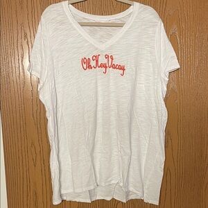 Belle by Kim Gravel White Tee with Red Script